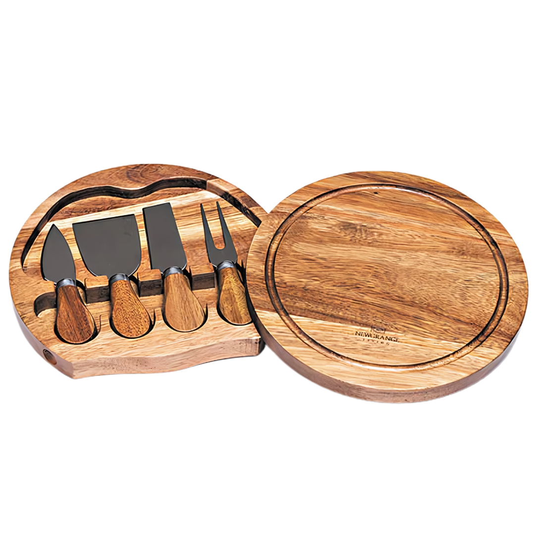 Newgrange Living Cheese Board Round with 4 Knives