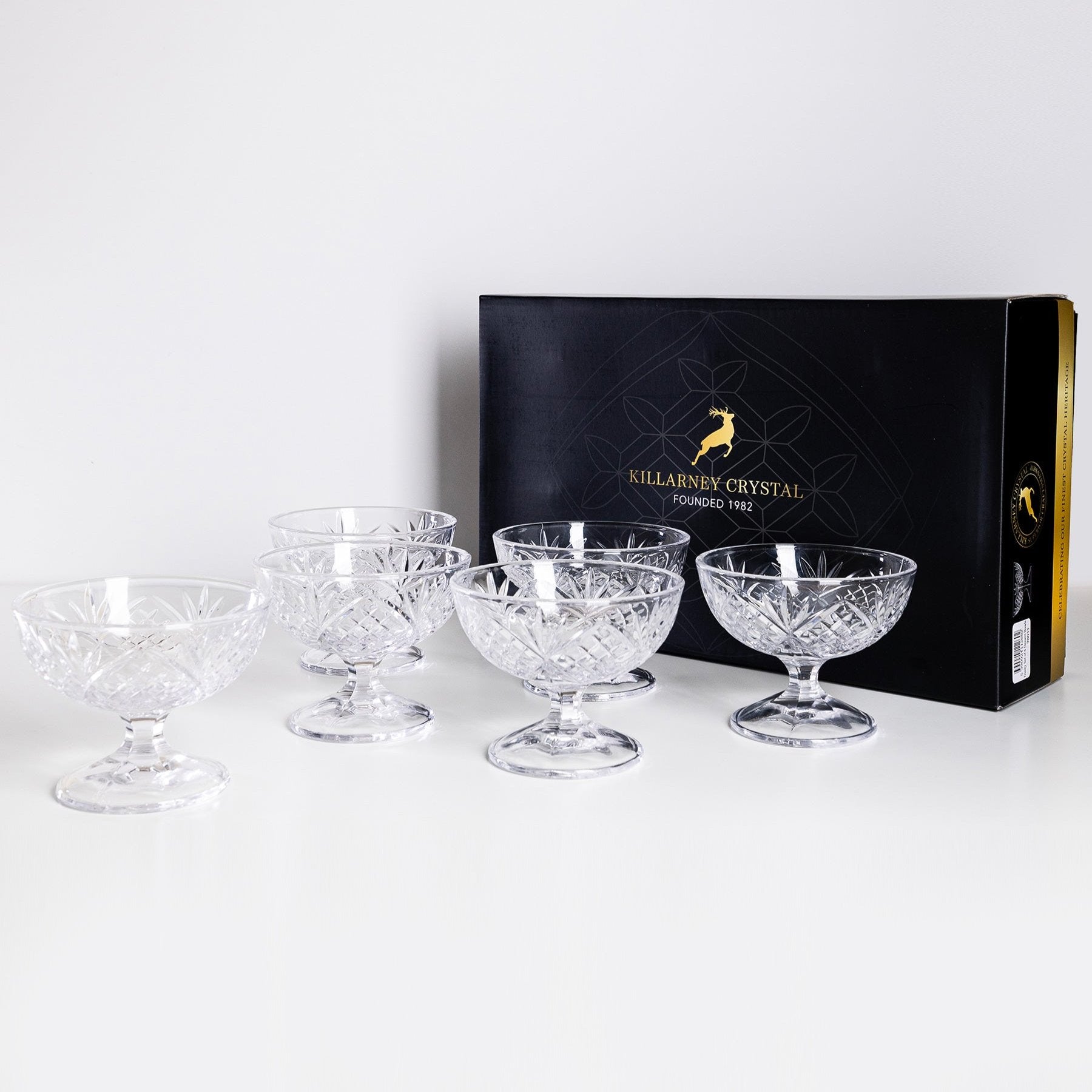 Killarney Crystal Trinity Footed Dessert Gift Set of 6