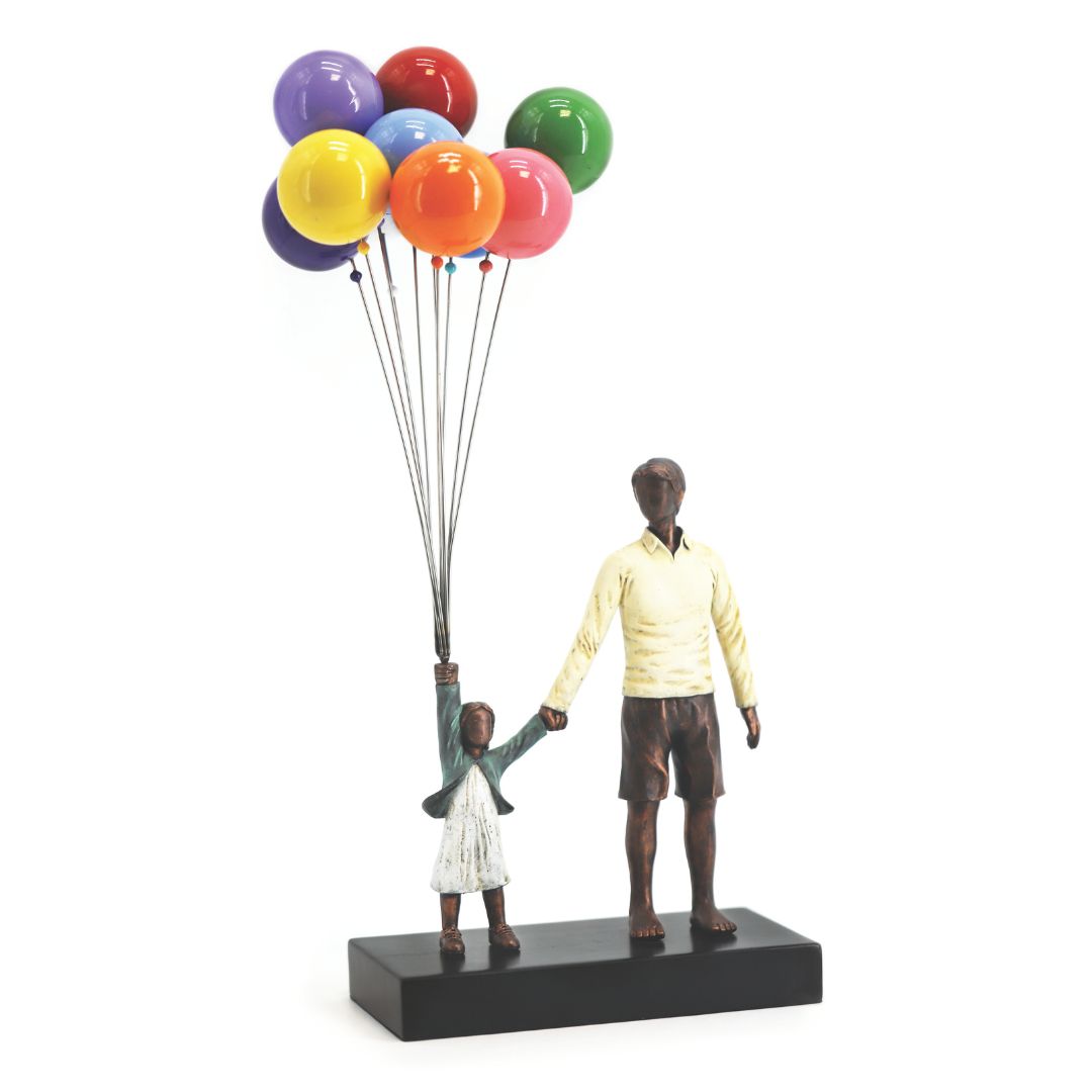 David McGlynn Sculpture - Dad & Girl Happiness engravable