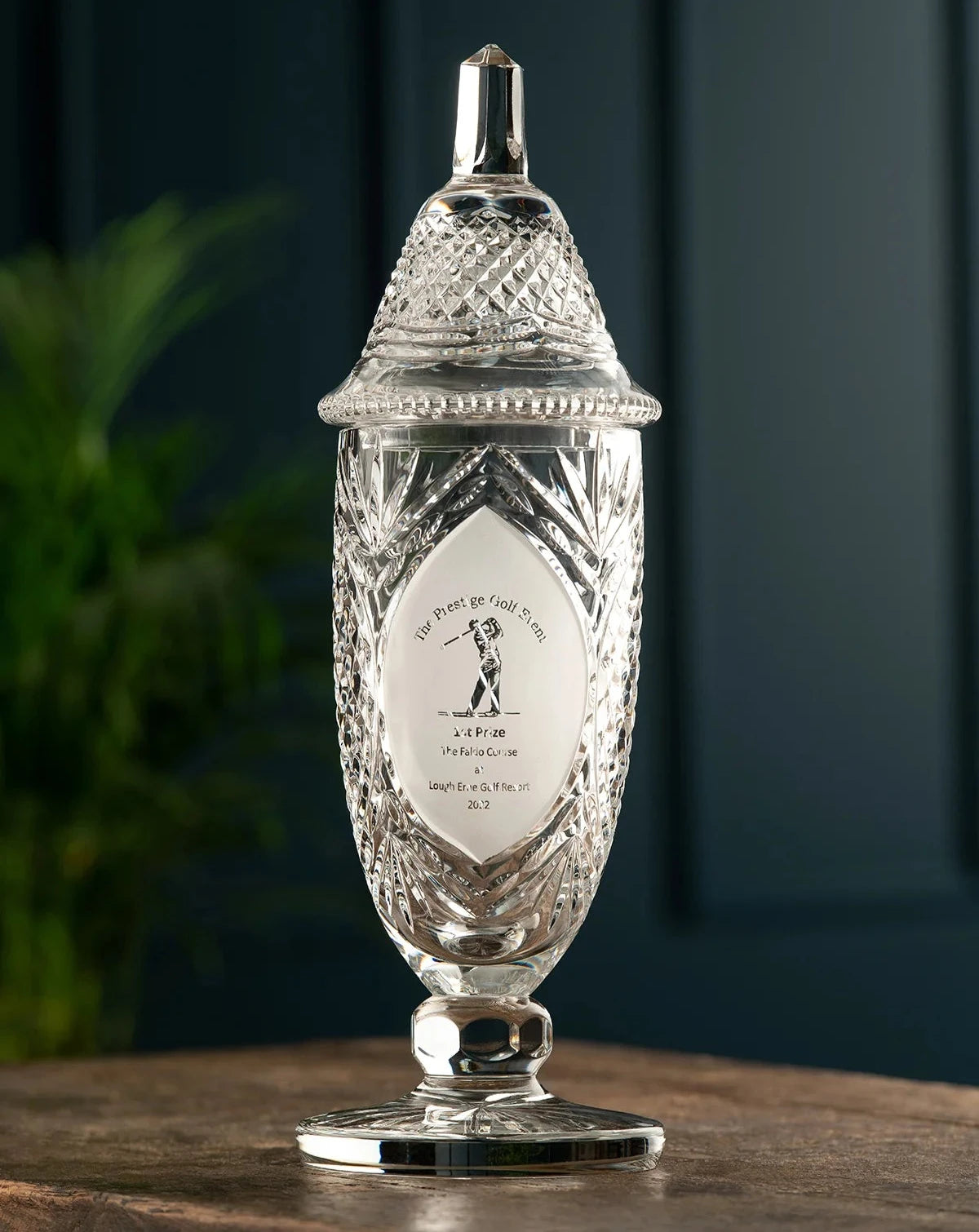Galway Crystal 17 Inch Sports Trophy & Lid - Engravable