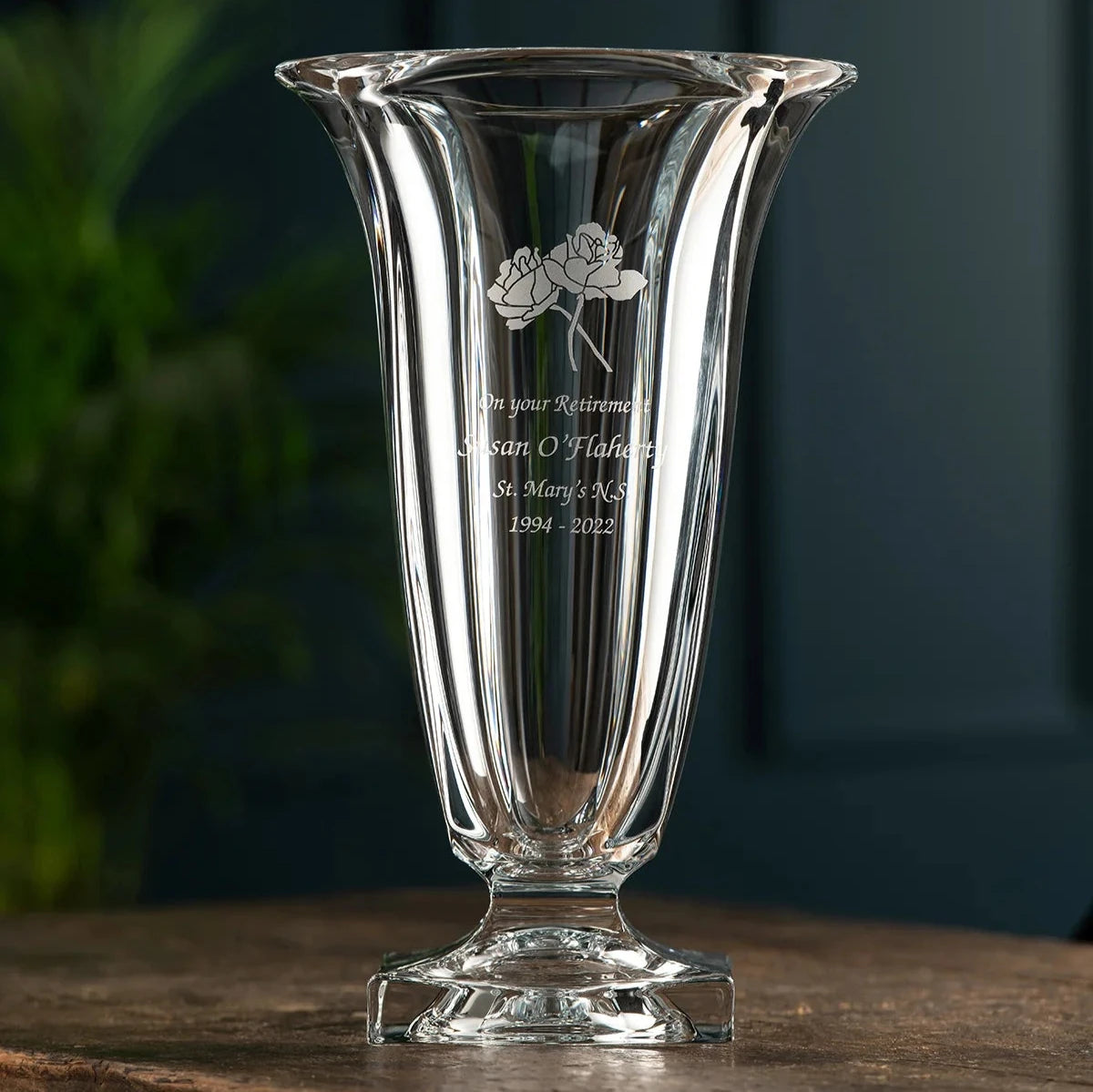Galway Crystal Large Footed Masterpiece Vase - Engravable