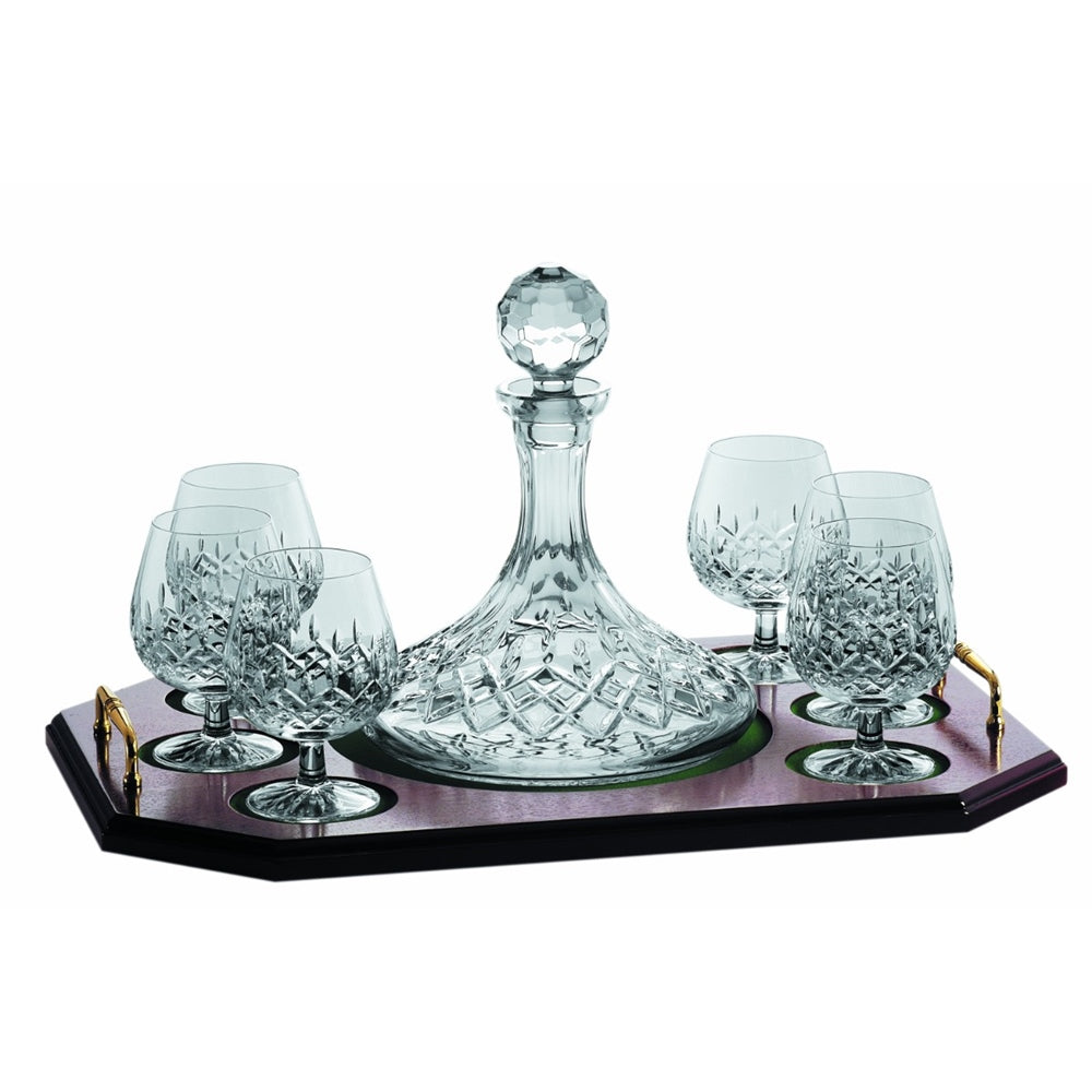 Galway Crystal Longford Brandy Decanter Tray Set - Engravable
