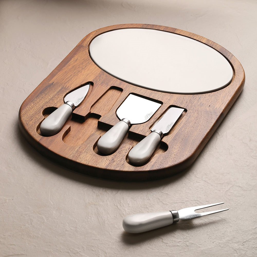 Newbridge Silverware Ceramic and Wood Cheese Board Set