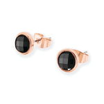 Tipperary Crystal Noir Bezel Cut Stone Stud Earrings Rose Gold