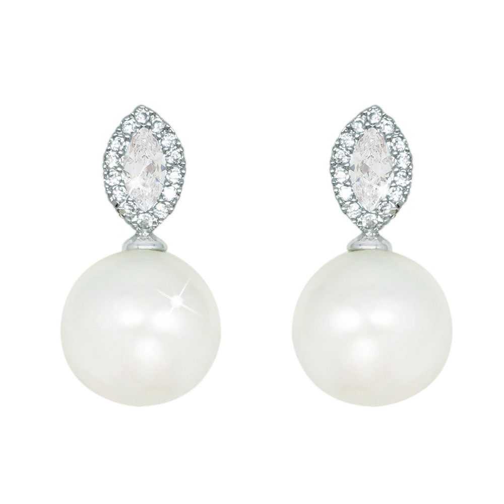 Tipperary Crystal Silver Pearl Earrings With Clear Stone Tierneys Gifts