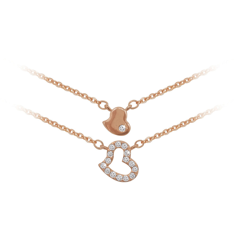 Tipperary Crystal Rose Gold Double Heart Pendant necklace