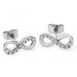 Tipperary Crystal Part Stone Set Infinity Stud Earrings Silver