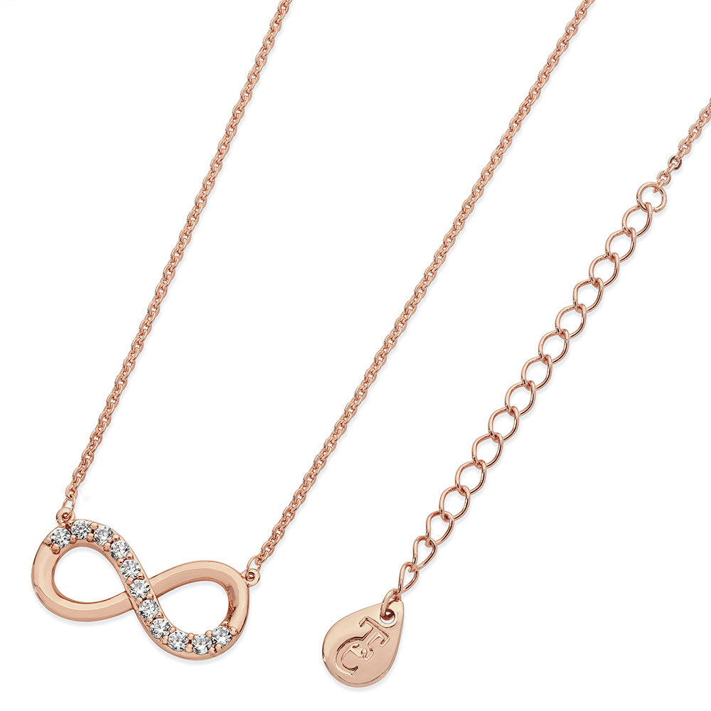 Tipperary Crystal Part Stone Set Infinity Pendant Rose Gold Necklace