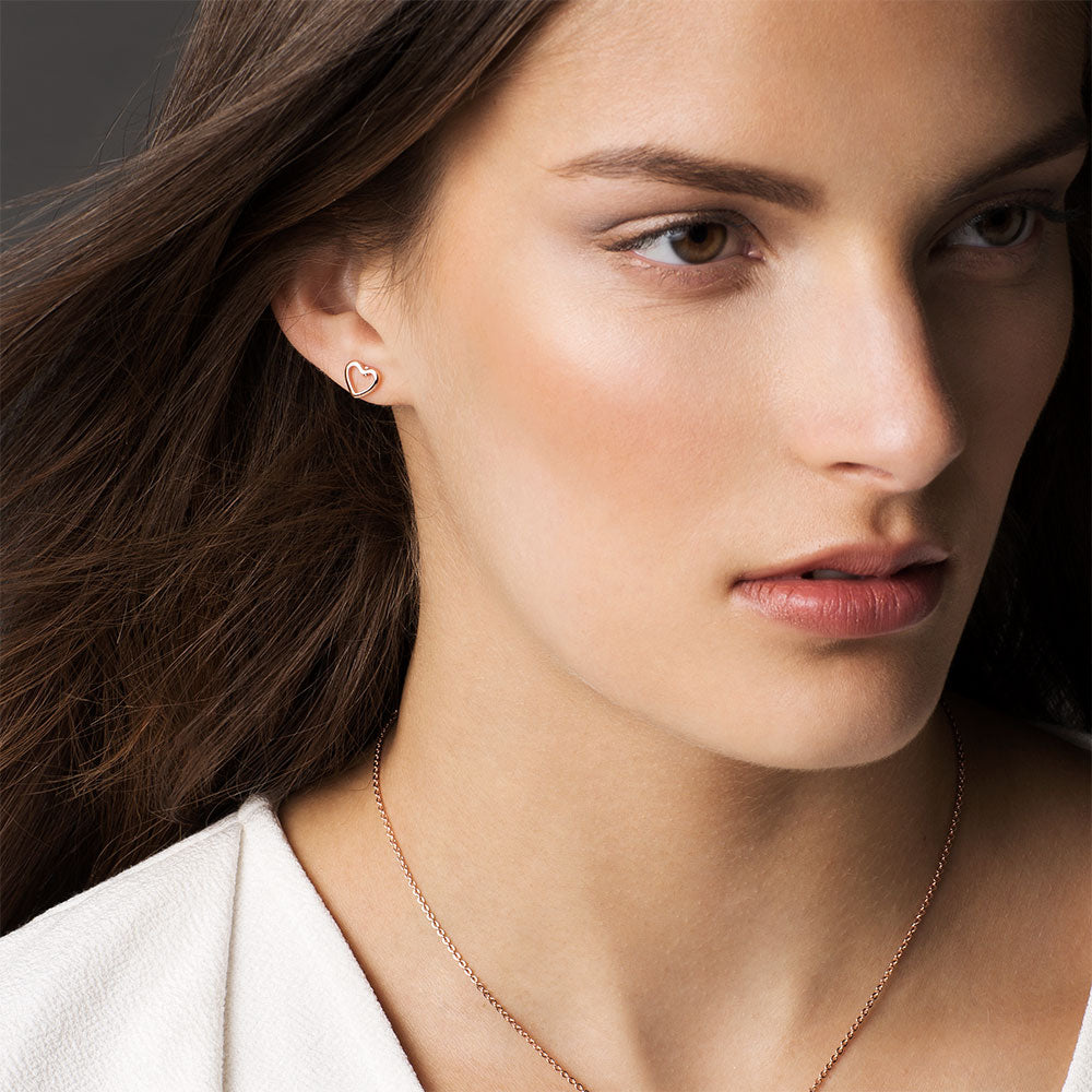 Tipperary Crystal Rose Gold Heart Earrings model
