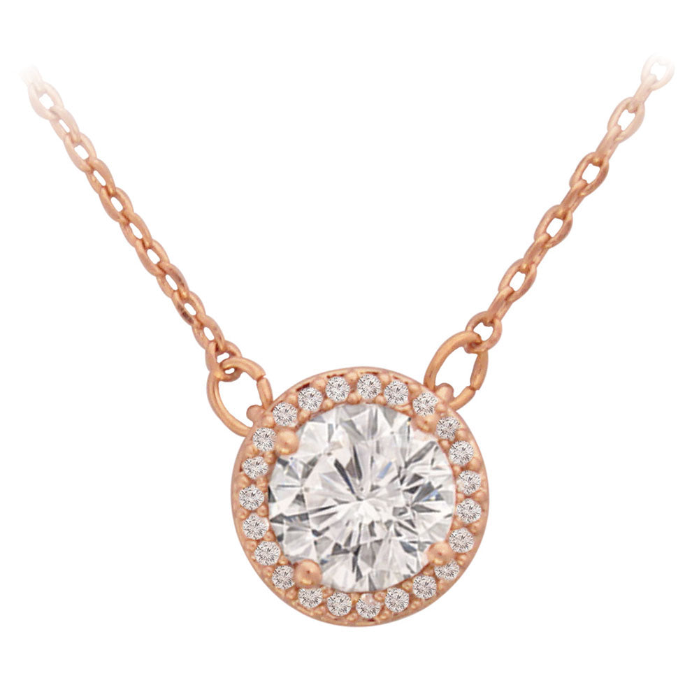 Tipperary Crystal Rose Simple Cz Pendant Necklace