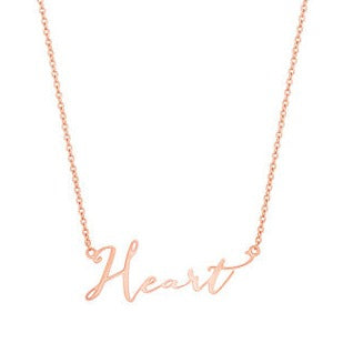 Tipperary Crystal Heart Script Pendant - Rose Gold