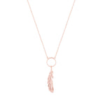 Tipperary Crystal Feather and Circle Pendant Rose Gold Necklace