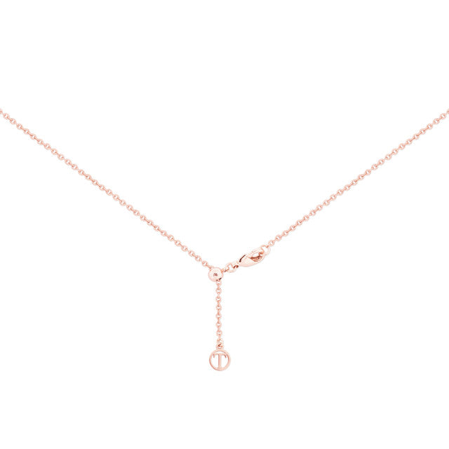 Tipperary Crystal Feather and Circle Pendant Rose Gold Necklace back