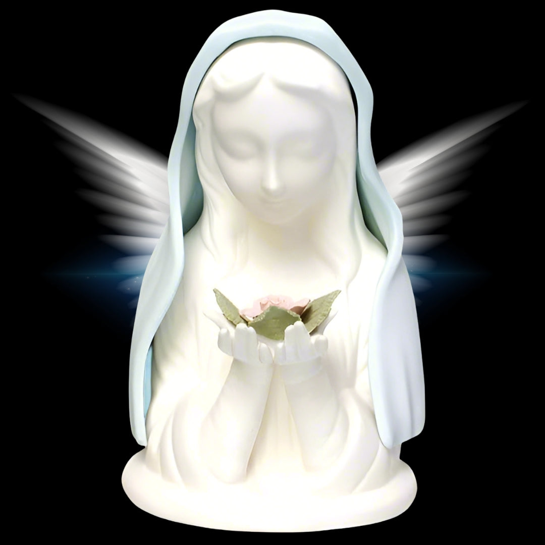 Ceramic Blue Madonna 7.5" with Light