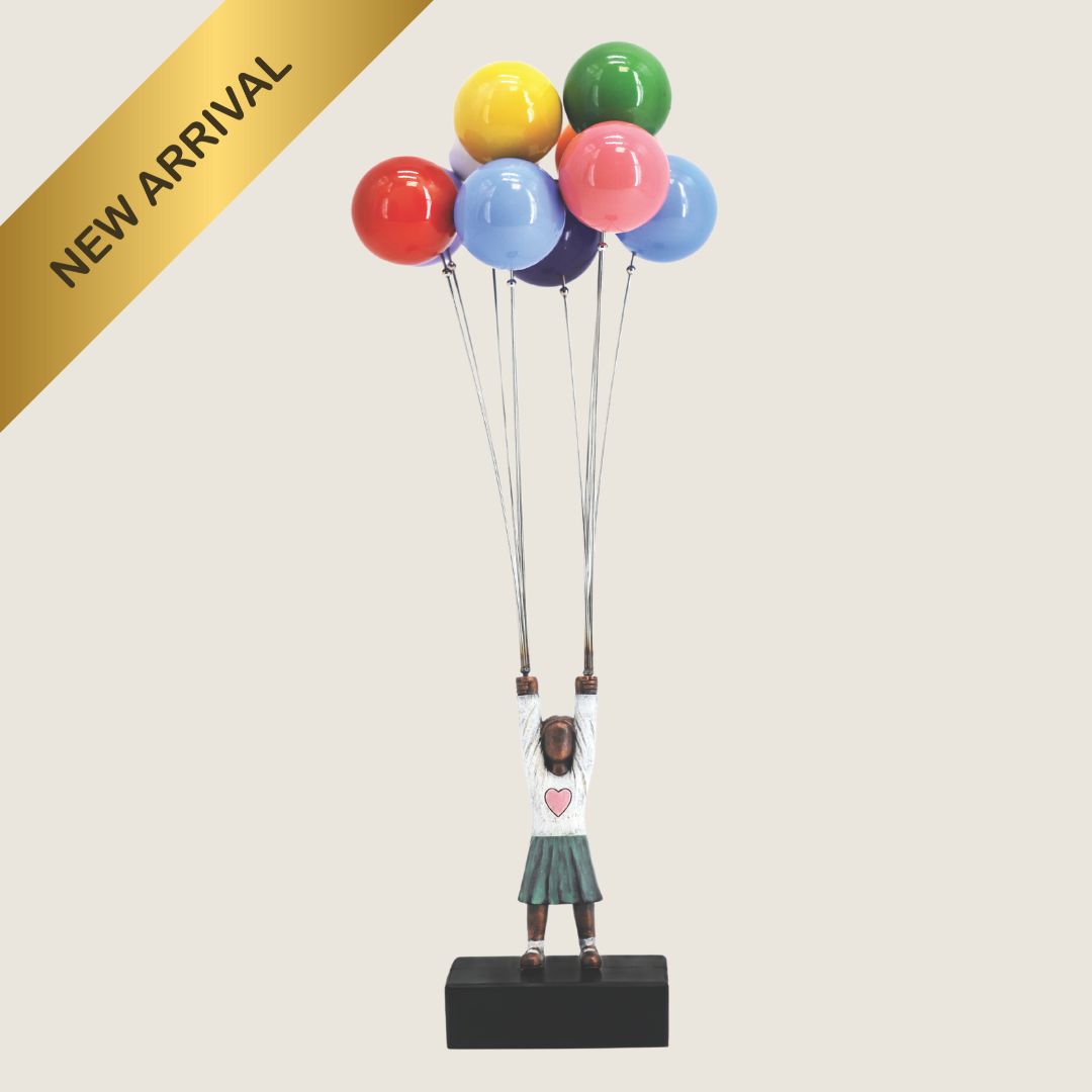David McGlynn Sculpture - Girl & Two Sets Balloons 'Freedom'