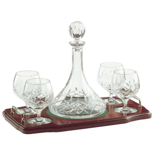 Galway Crystal Longford Miniature Brandy Decanter Tray Set - Engravable