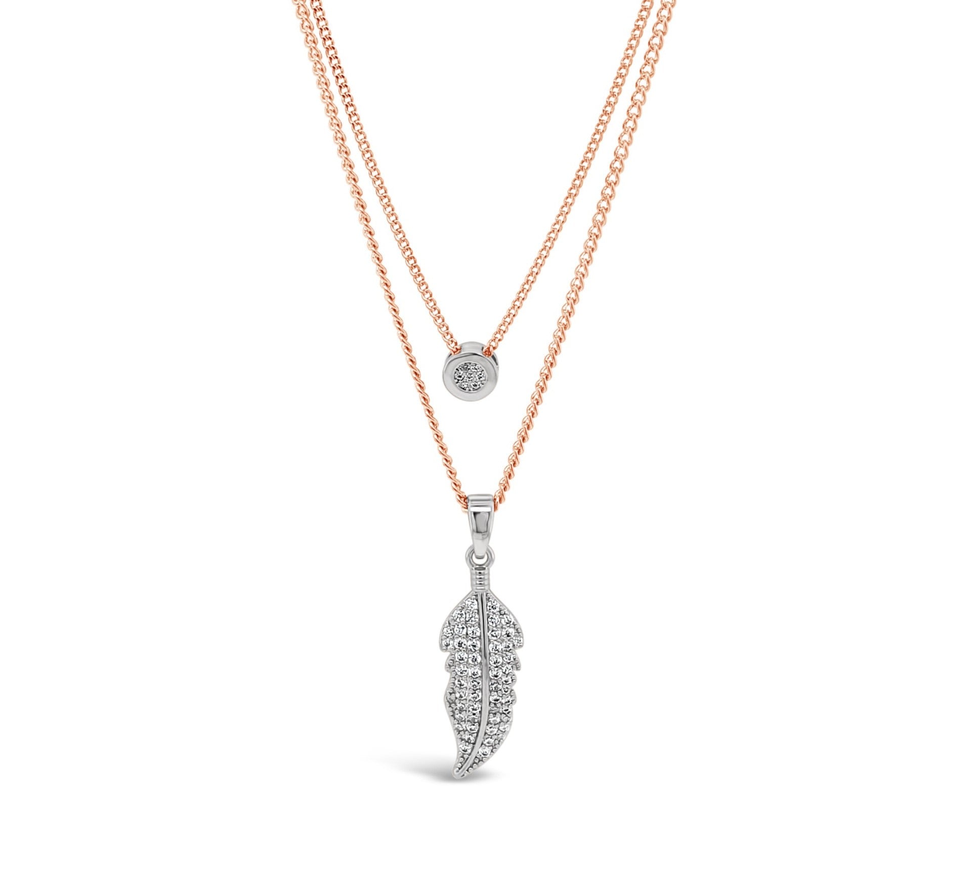 Absolute Jewellery Rose Gold Double Layered Feather Necklace