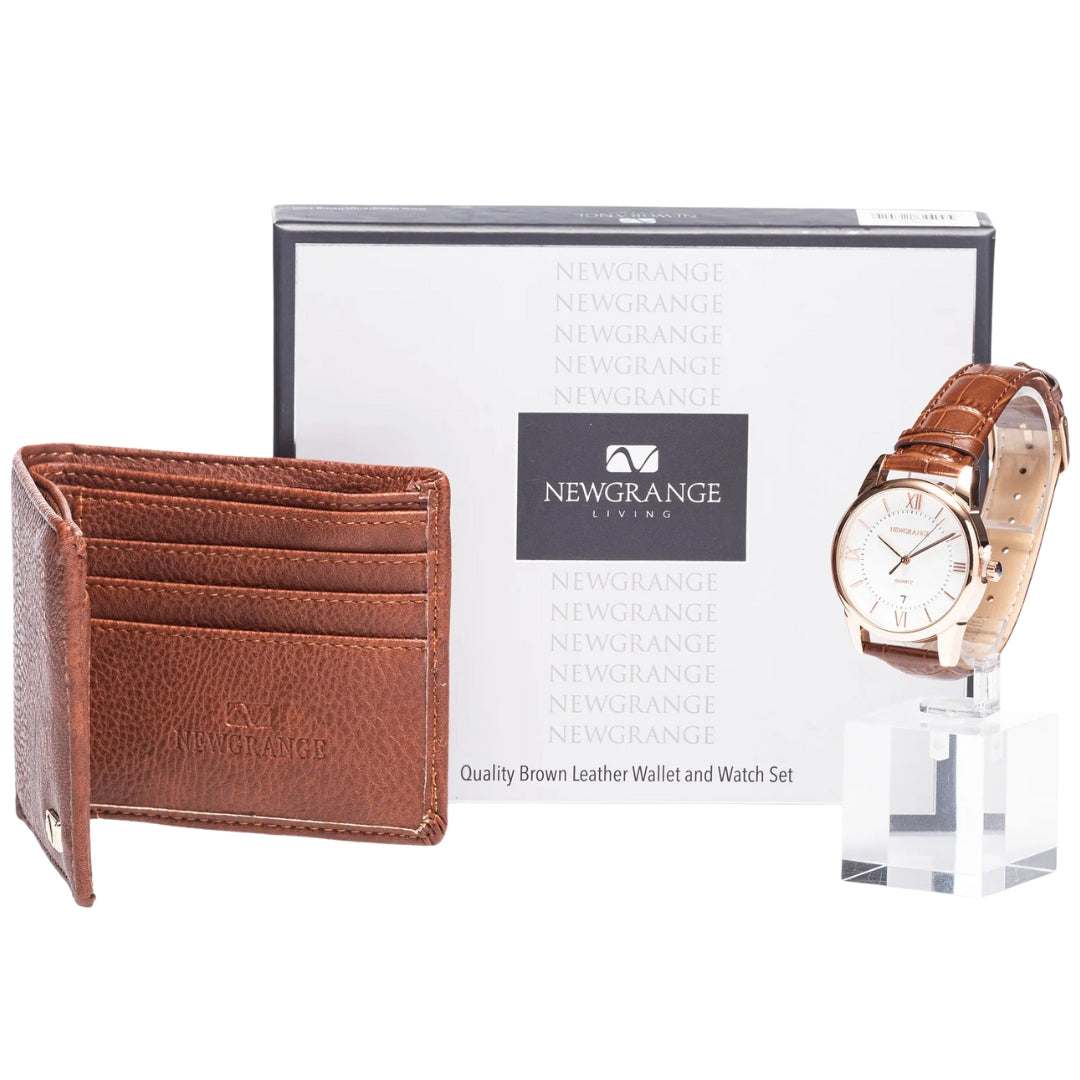 Newgrange Living Watch & Wallet Set Brown