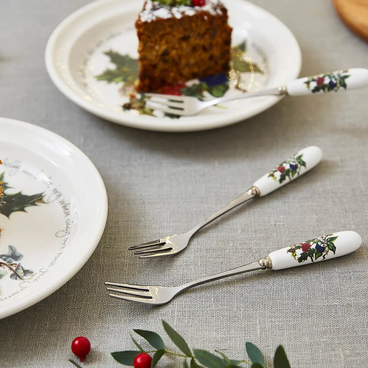 Portmeirion Holly Ivy Pastry Forks Set of 6 Cutlery Ireland Tierneys Gifts