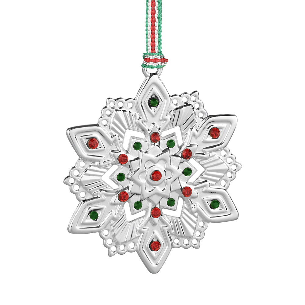 Newbridge Silverware Green & Red Snowflake Christmas Tree Decoration