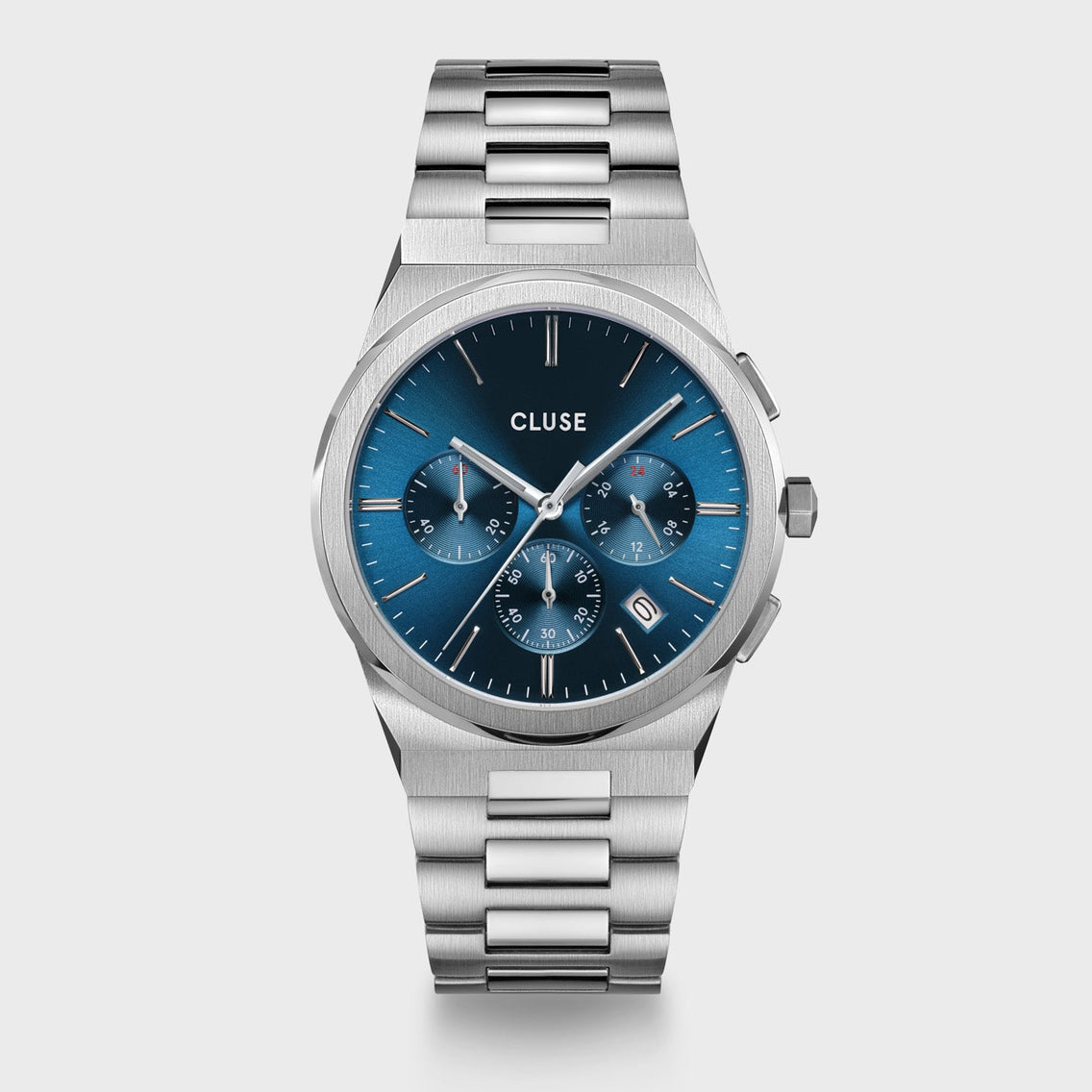 Cluse Watch Vigoureux Chrono Steel Blue Silver Colour Tierneys